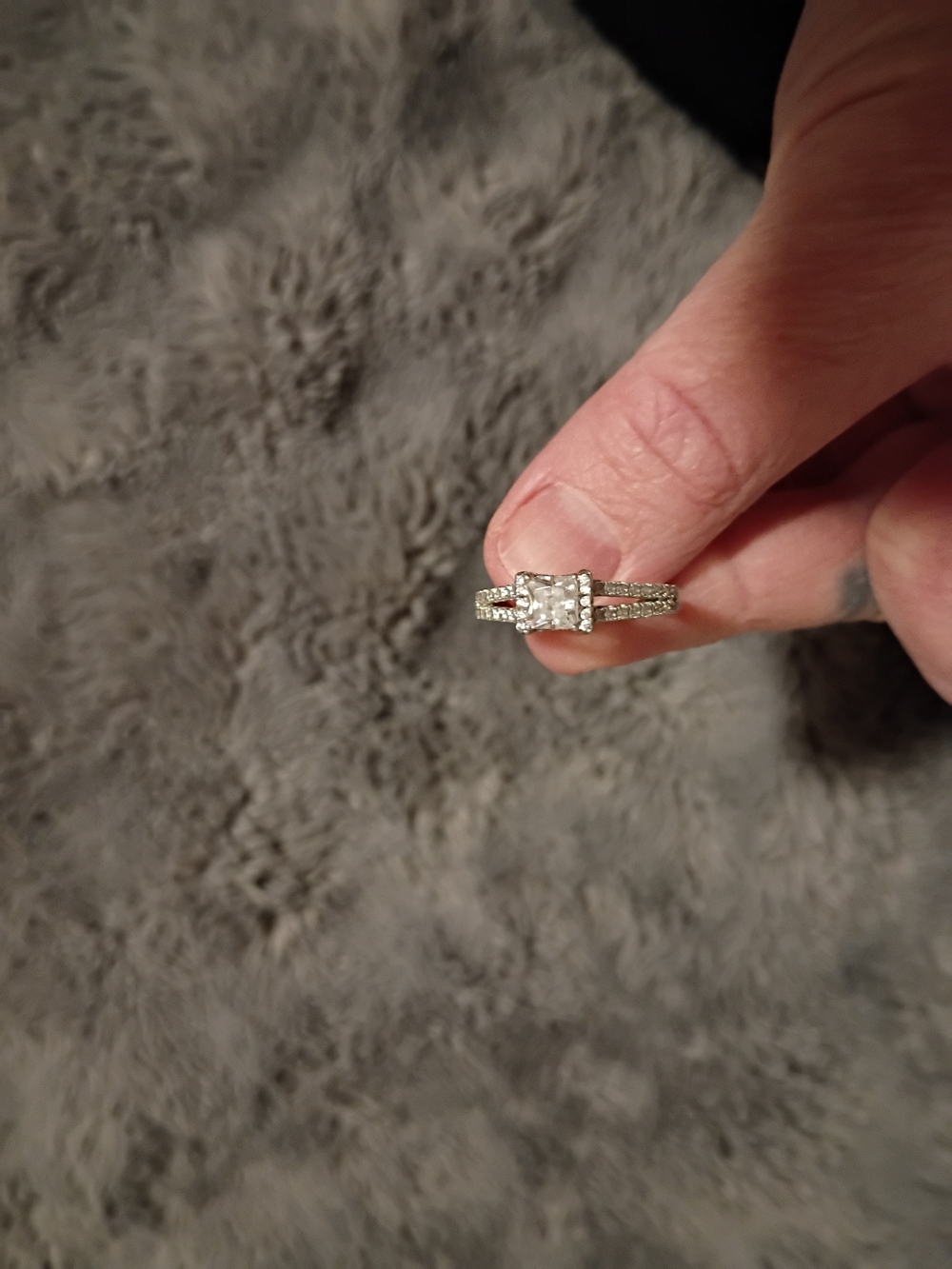 Cz & Silver Engagement Ring- Women's Jewelry